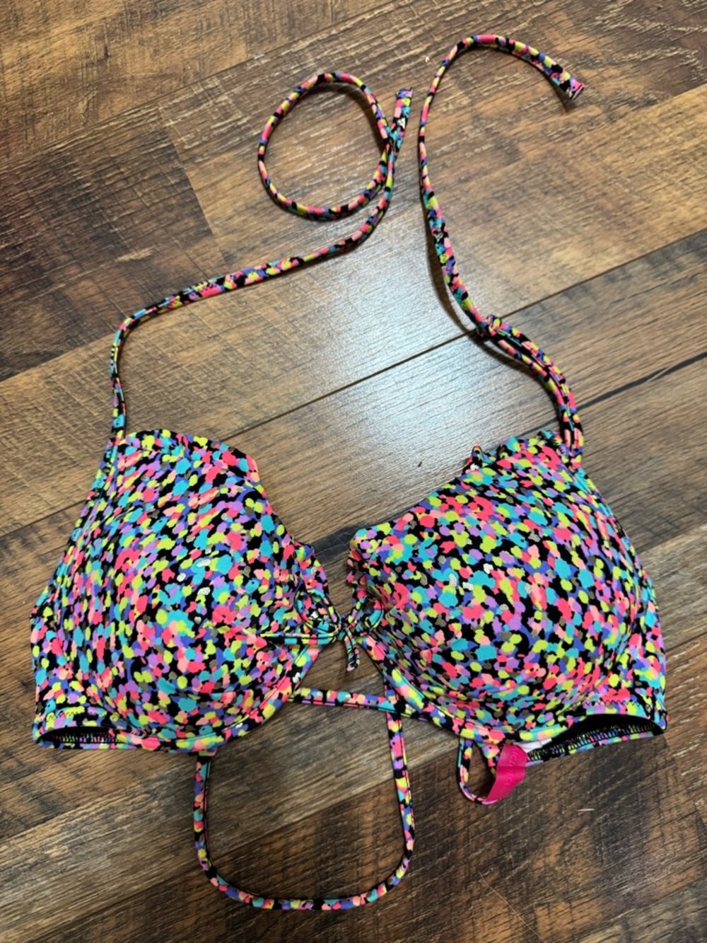 Neon Confetti Push-Up Bikini Top